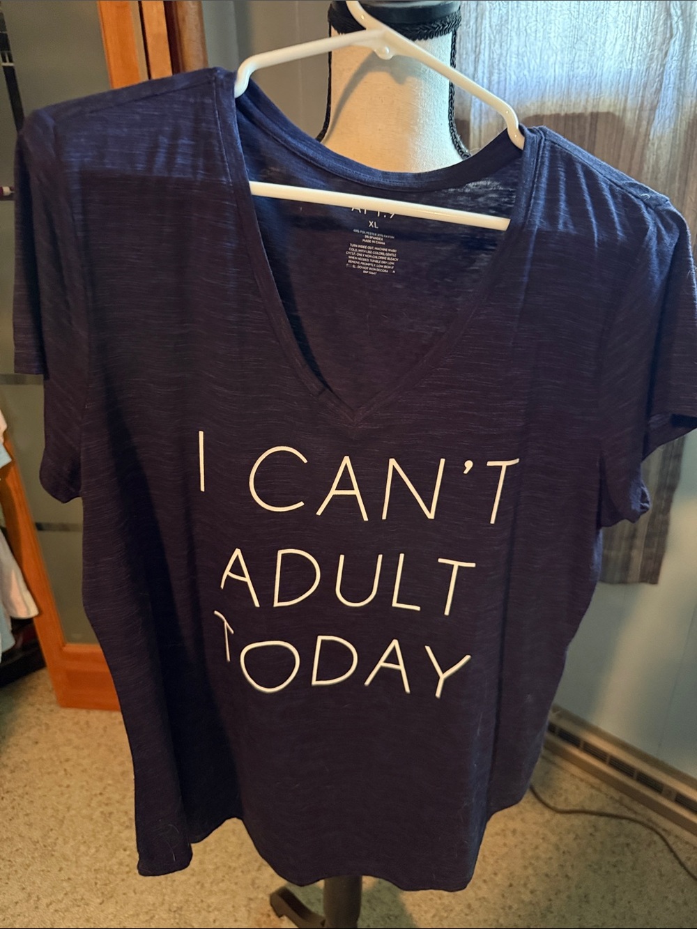 Apt. 9 Navy Graphic V-Neck Tee - White Lettering